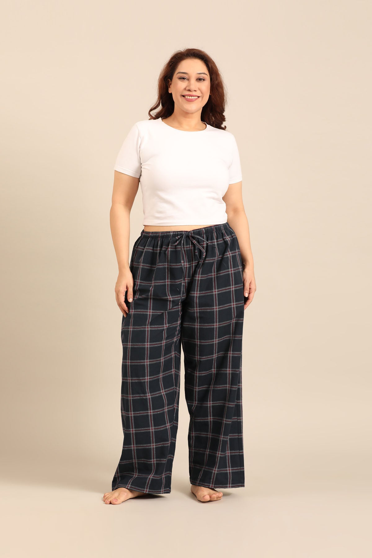 Amelia Check Cotton Blend Women's Curve Pajama Only