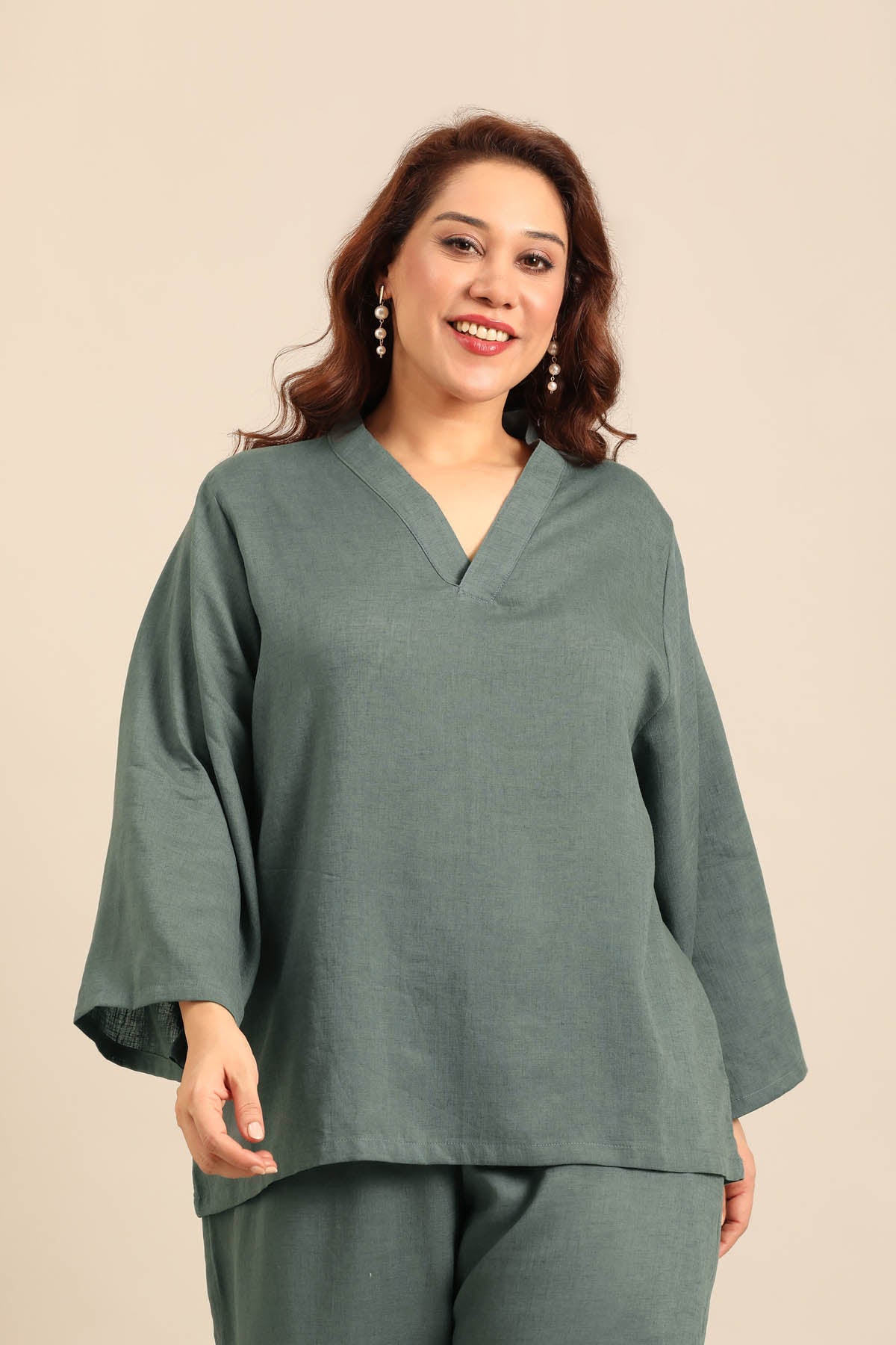 Adele Slate Blue Linen Blend Women's Co-ord Set