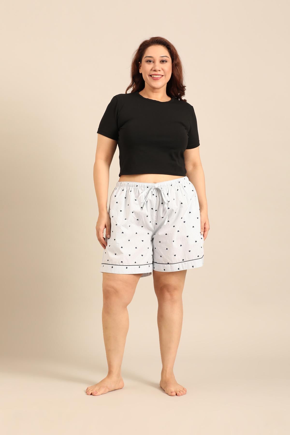Lizzie Heart Cotton Women's Curve Shorts Only