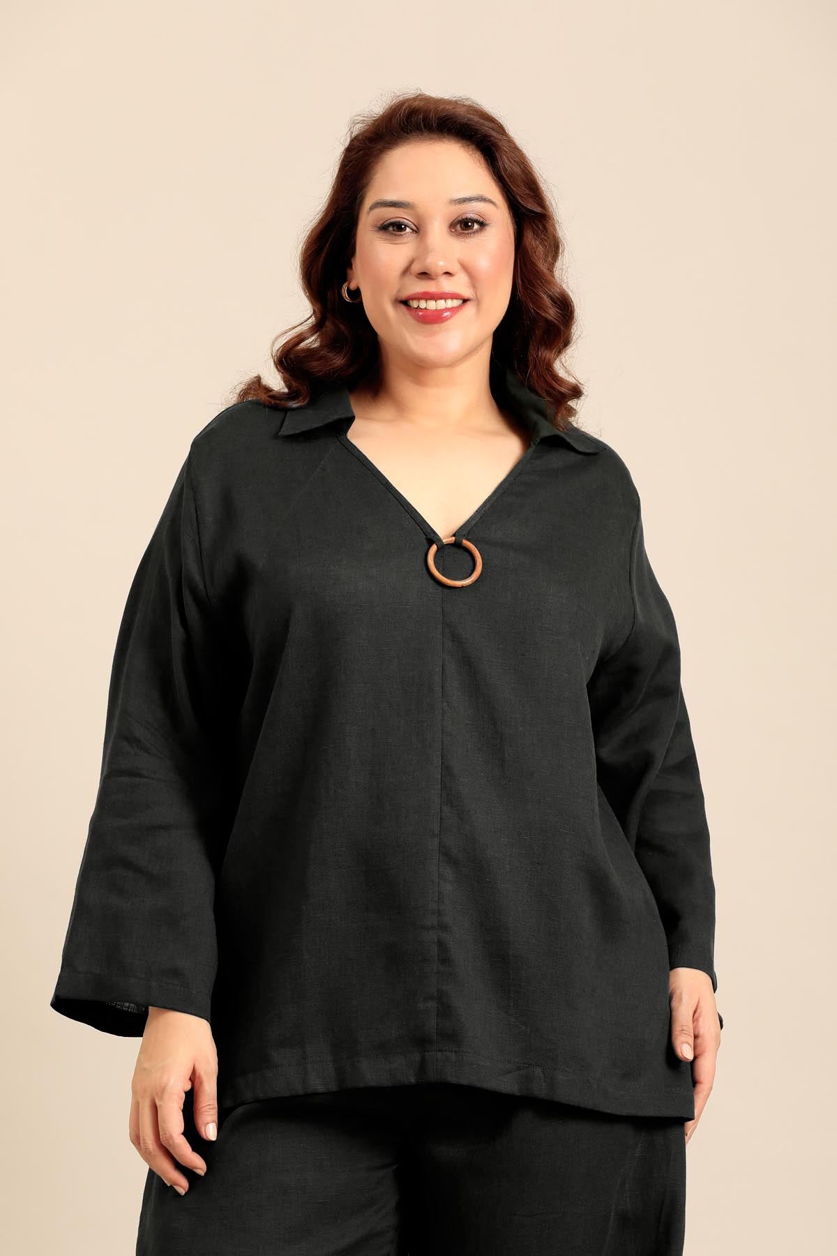 Tessa Black Linen Blend Women's Co-ord Set