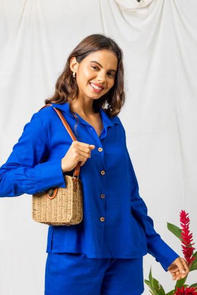 Tiffany Blue Linen Women's Lounge Shirt