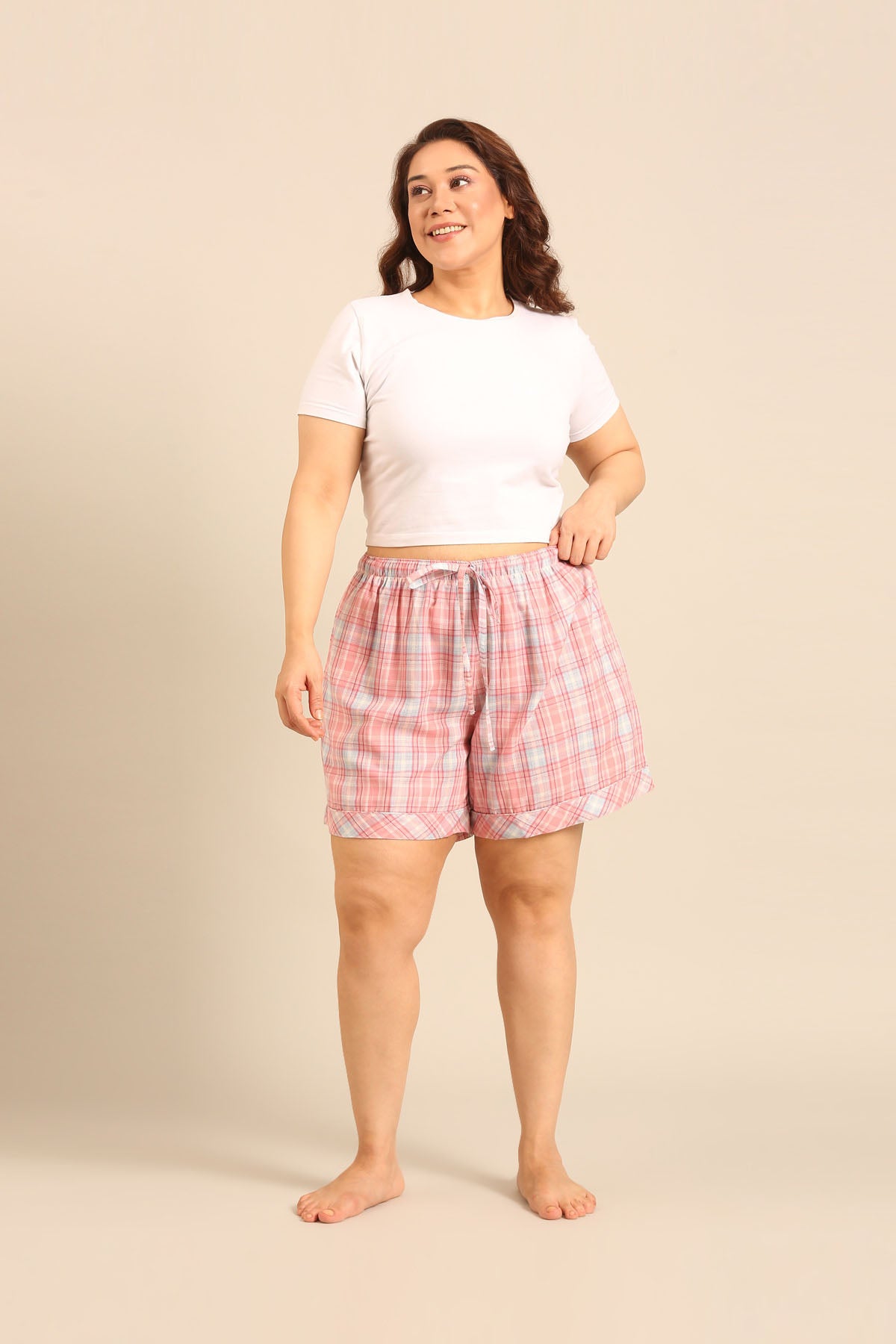 Blair Check Cotton Women's Curve Shorts Only