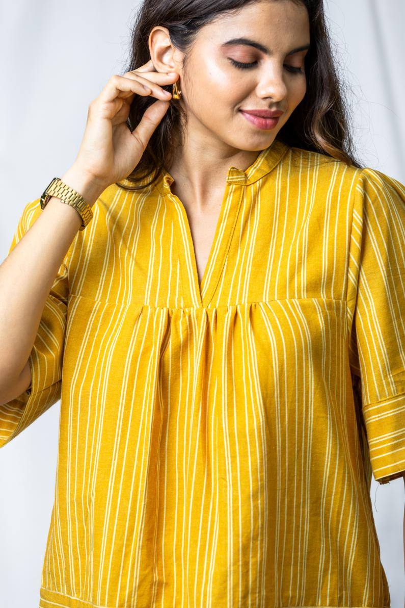 September Sun Yellow Linen Women's Top