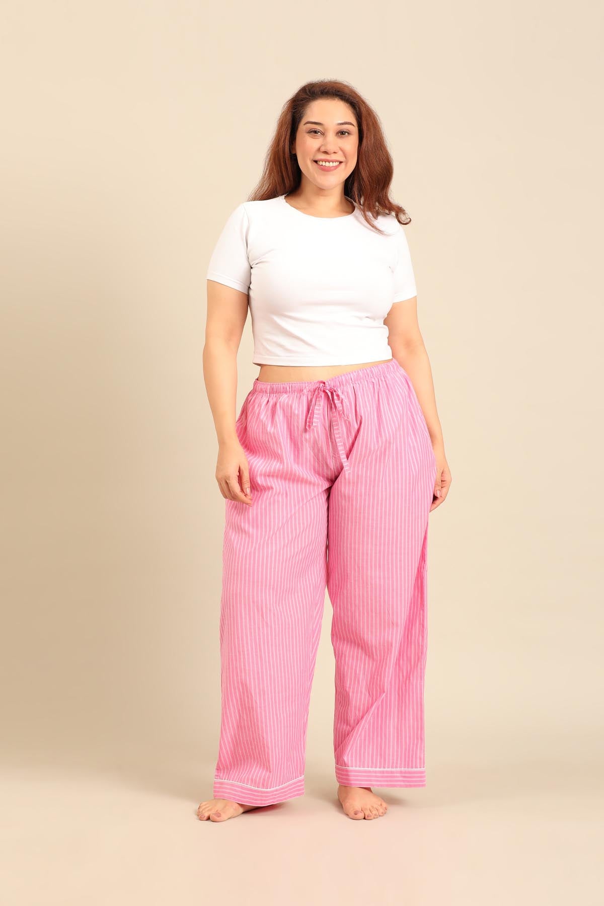 Miranda Stripe Cotton Women's Curve Pajama Only