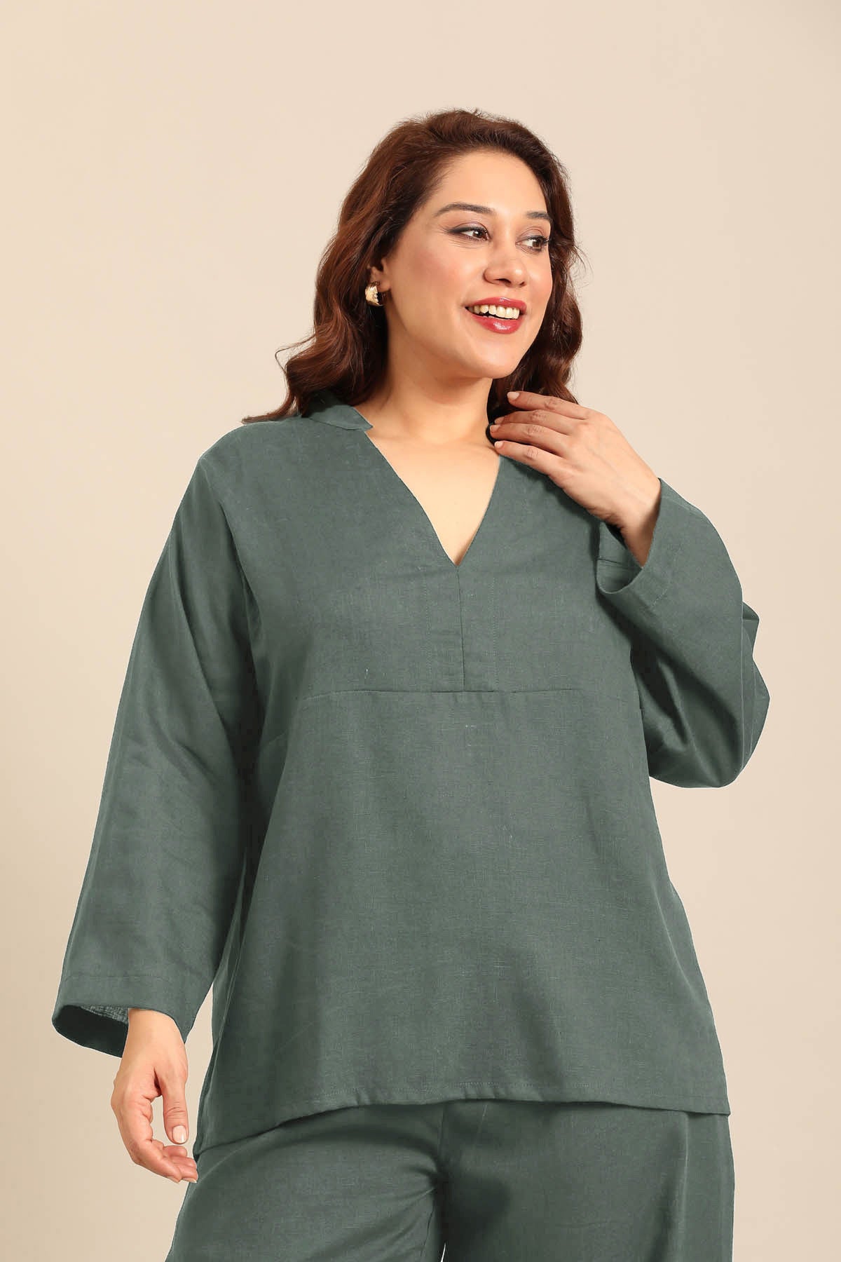 Sandra Slate Blue Linen Blend Women's Co-ord Set