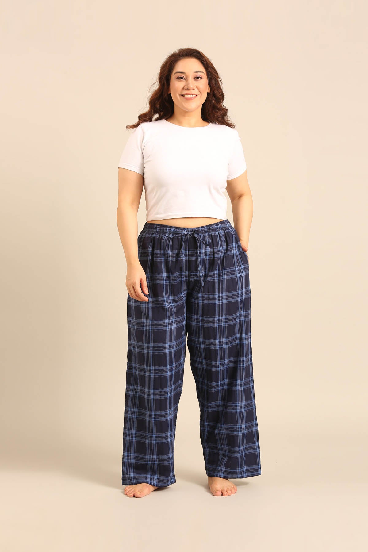 Vienna Check Cotton Women's Curve Pajama Only