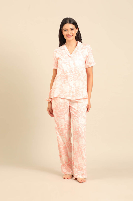 Layla Floral Viscose Women's Pajama Set - Half Sleeves
