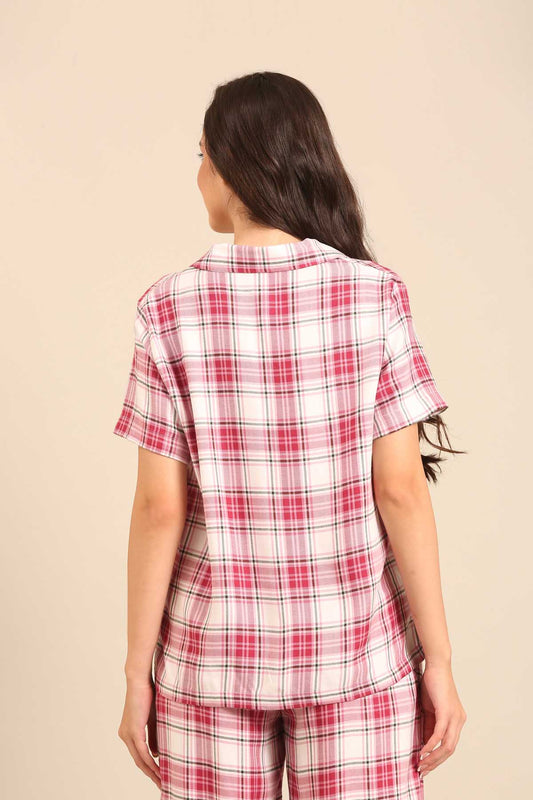 Nina Check Viscose Twill Women's Shirt - Half Sleeves