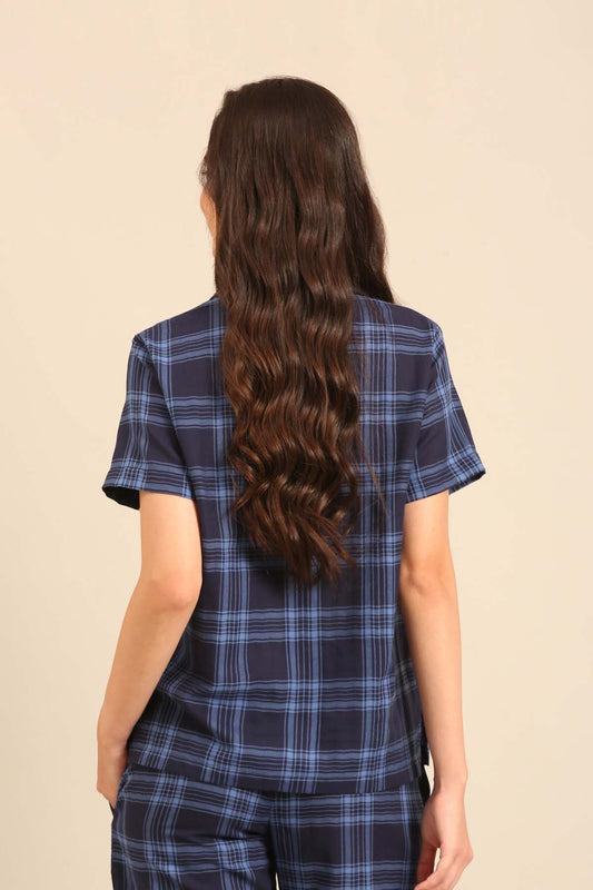 Vienna Check Cotton Women's Shirt - Half Sleeves