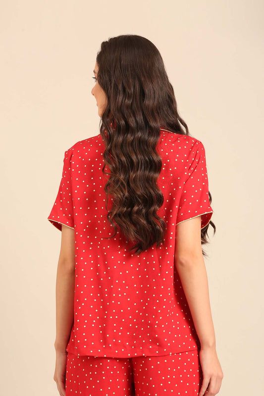 Minnie Polka Viscose Women's Shirt - Half Sleeves