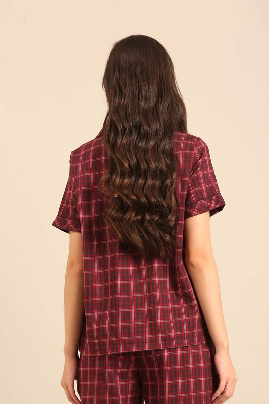 Veronica Plaid Cotton Women's Shirt - Half Sleeves