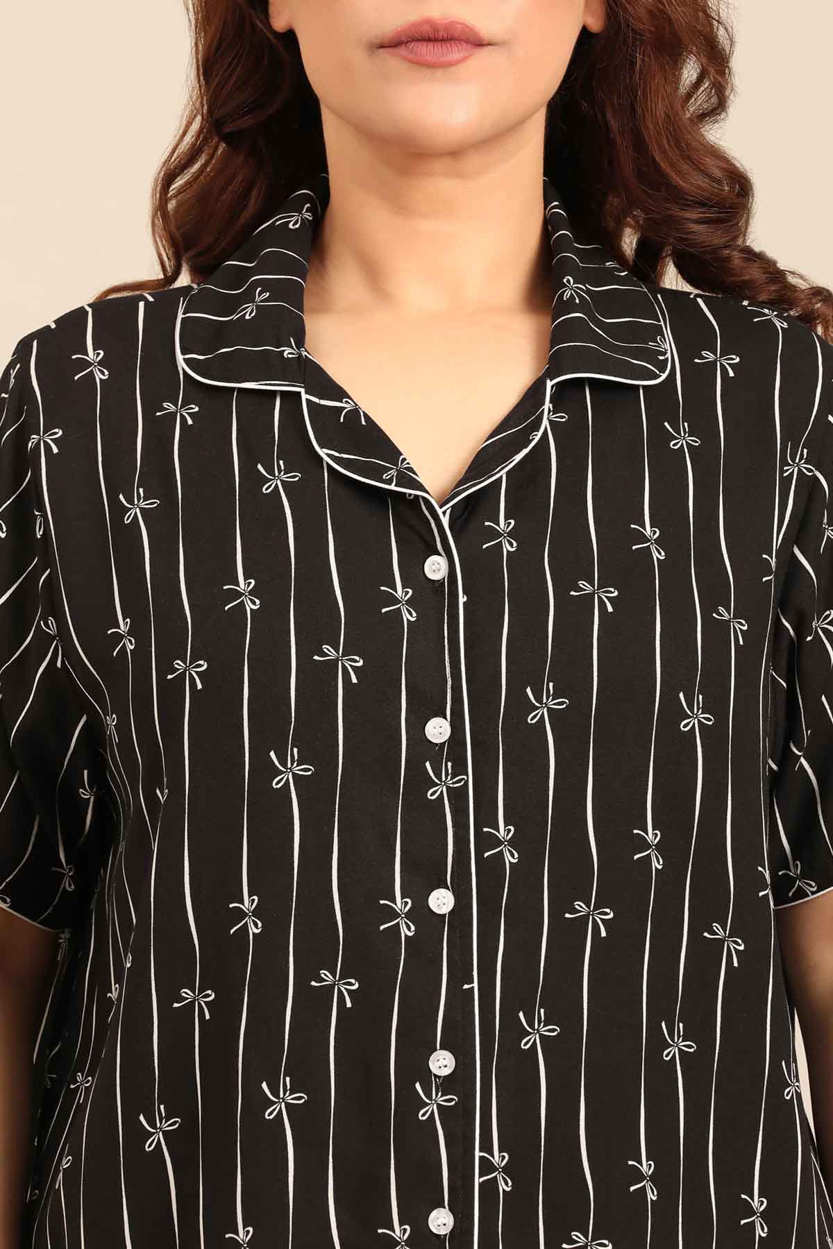 Savannah Bows Viscose Women's Curve Shirt Only - Half Sleeves