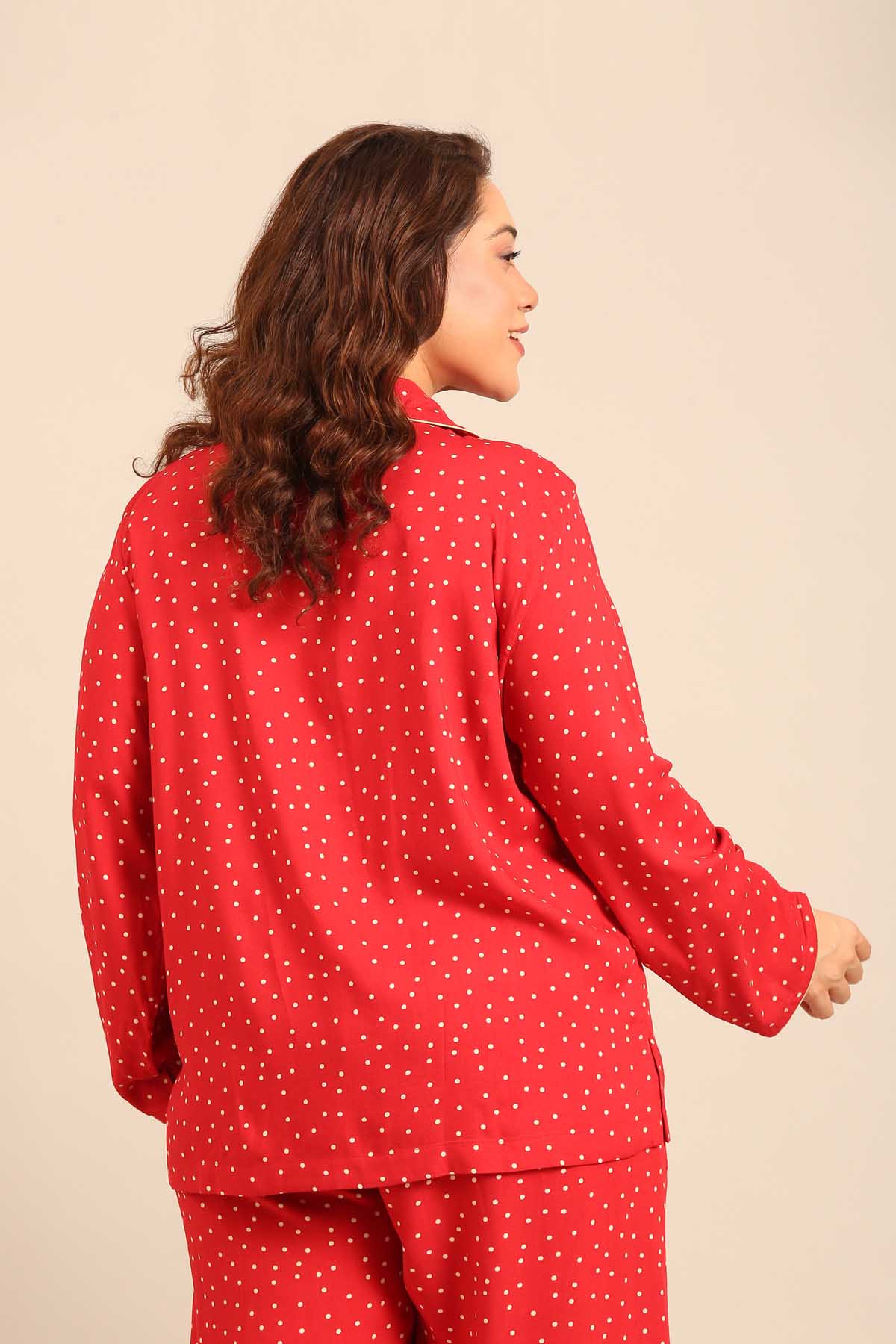Minnie Polka Viscose Women's Curve Shirt Only - Full Sleeves