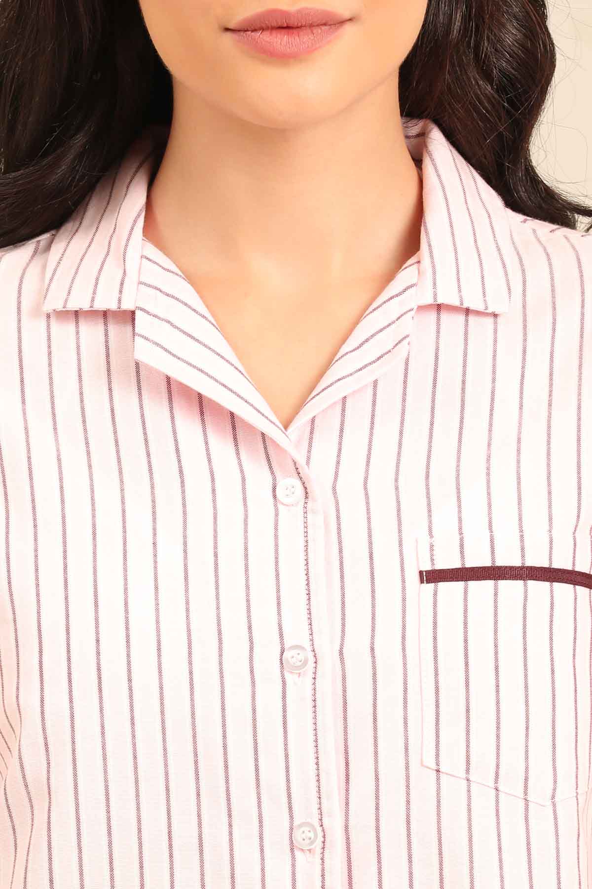 Vivian Stripe Cotton Women's Pajama Set - Half Sleeves