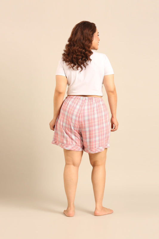 Blair Check Cotton Women's Curve Shorts Only
