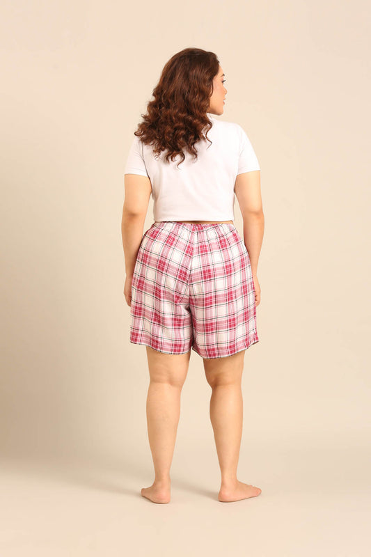 Nina Check Viscose Twill Women's Curve Shorts Only