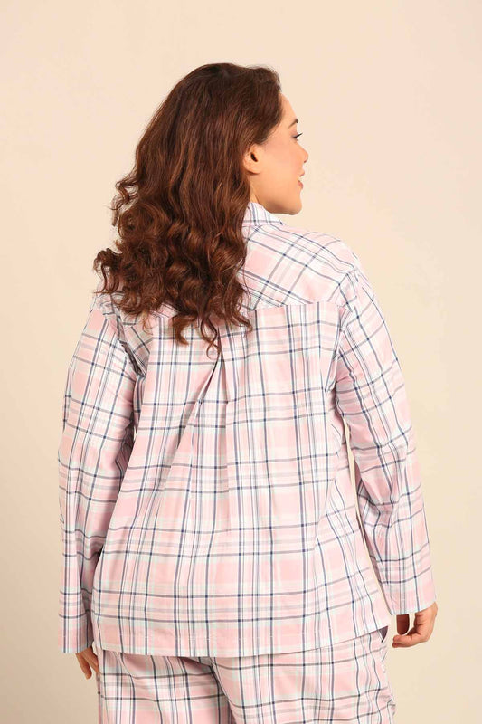 Annette Check Cotton Women's Curve Shirt Only - Full Sleeves