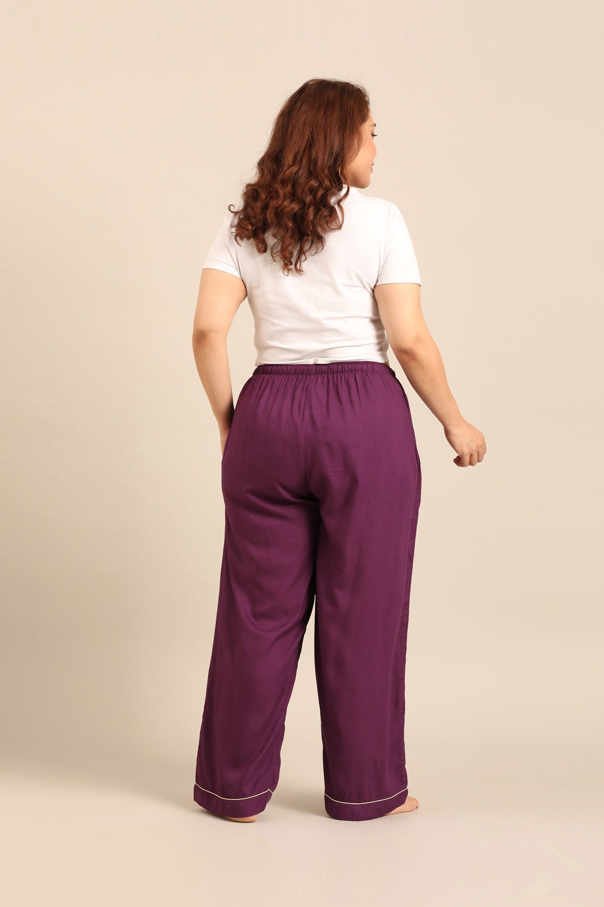 Emily Merlot Viscose Women's Curve Pajama Only