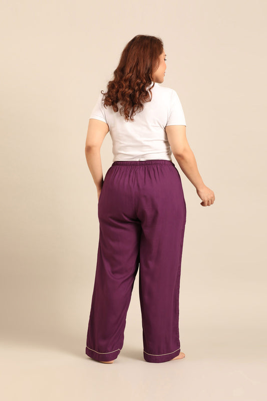 Emily Merlot Viscose Women's Curve Pajama Only