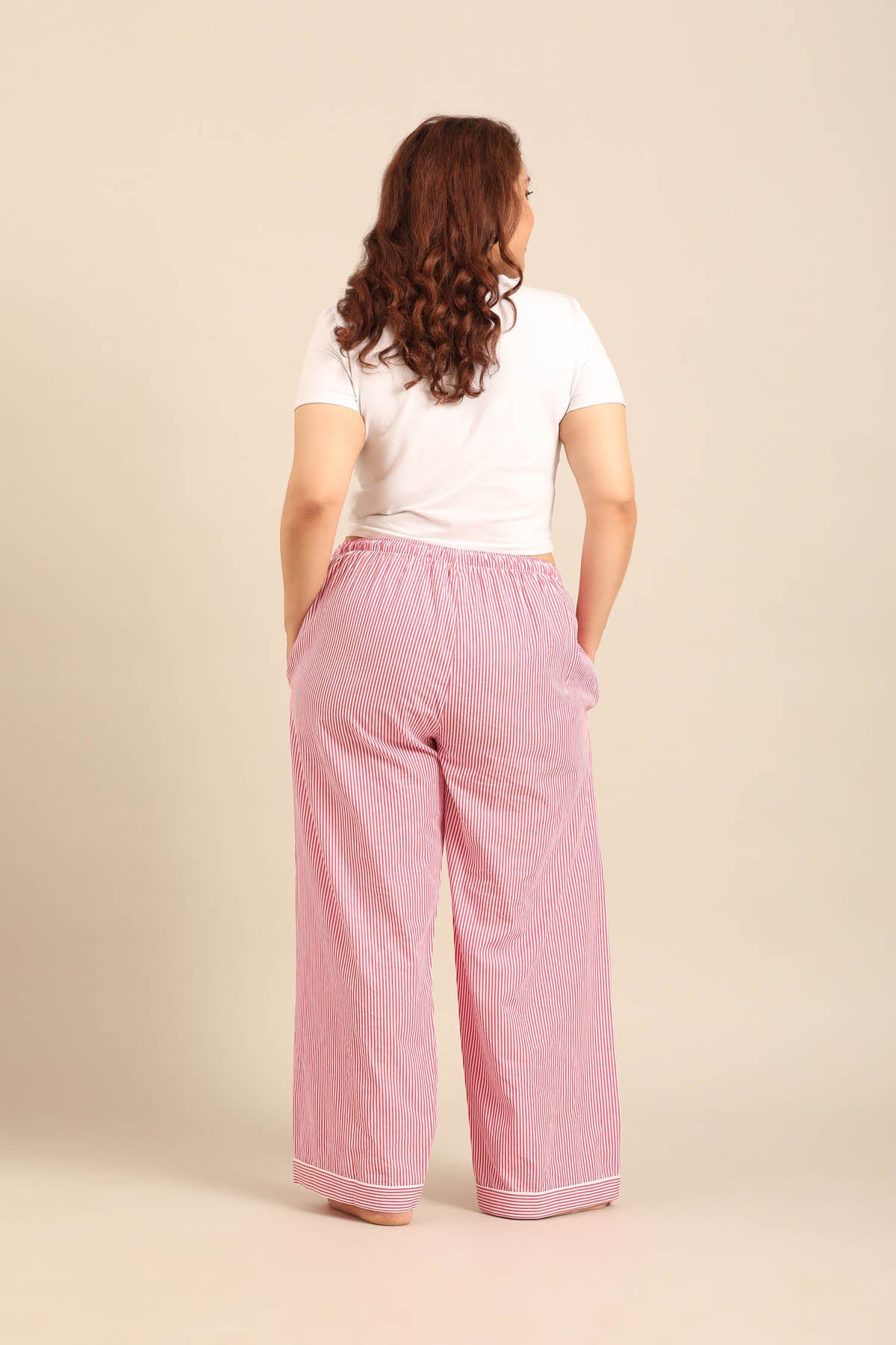 Sienna Red Pinstripe Cotton Women's Curve Pajama Only