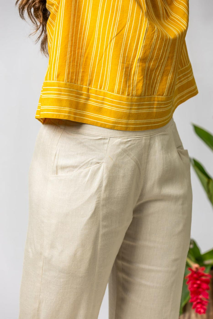 September Sun Beige Linen Women's Pant