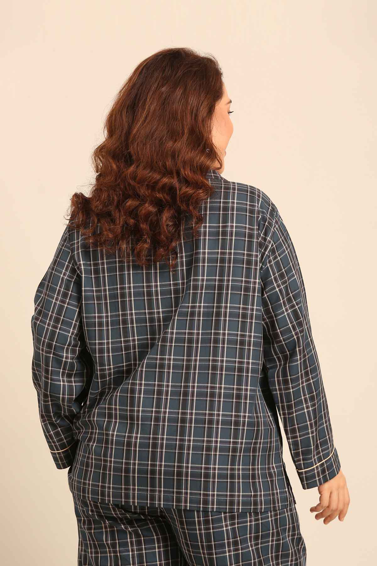 Charlotte Check Cotton Women's Curve Shirt Only - Full Sleeves