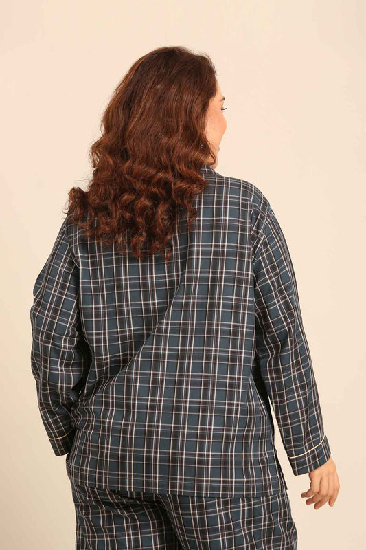 Charlotte Check Cotton Women's Curve Shirt Only - Full Sleeves
