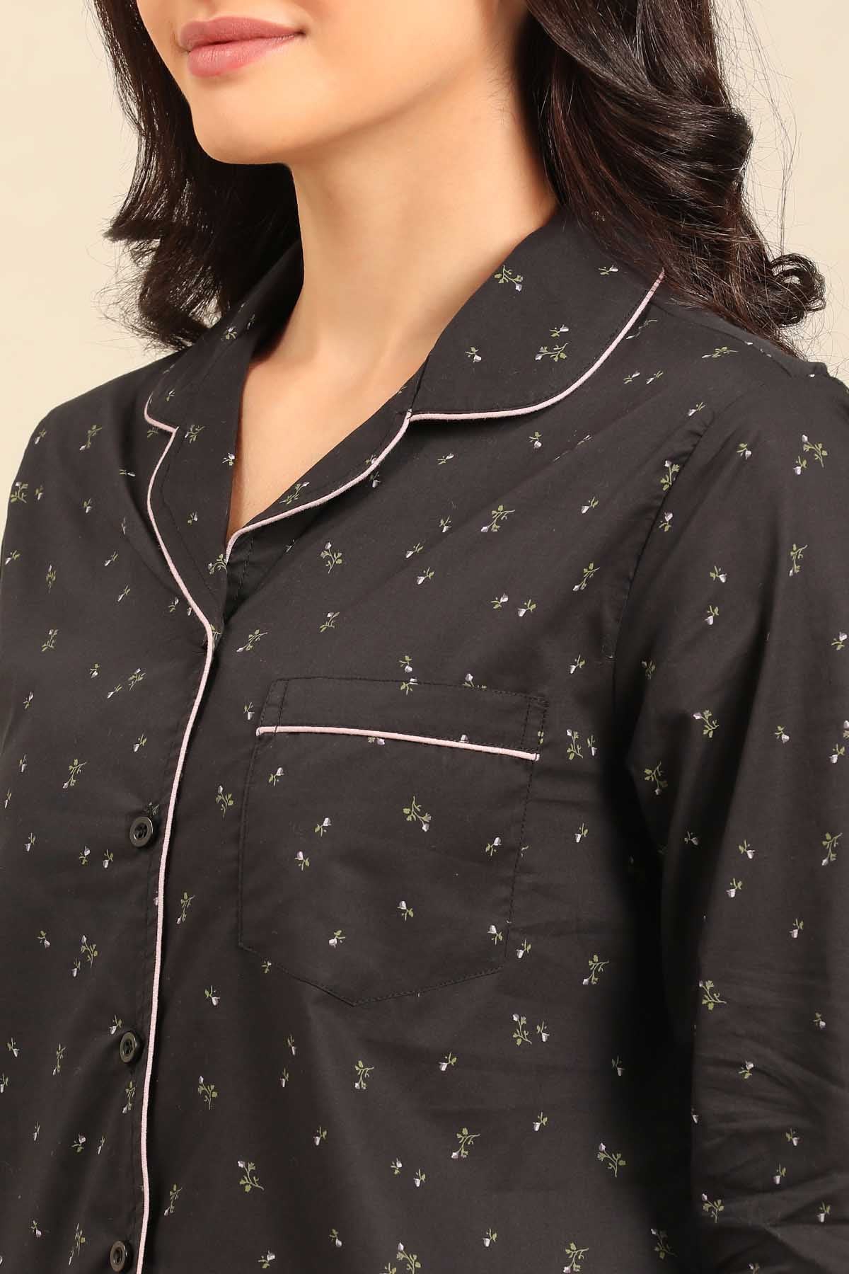 Margot Floral Cotton Women's Pajama Set - Full Sleeves