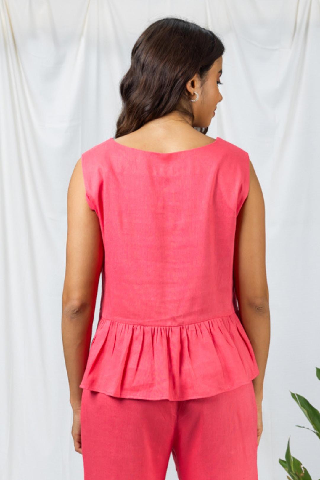Ella Pink Linen Women's Lounge Pants Set