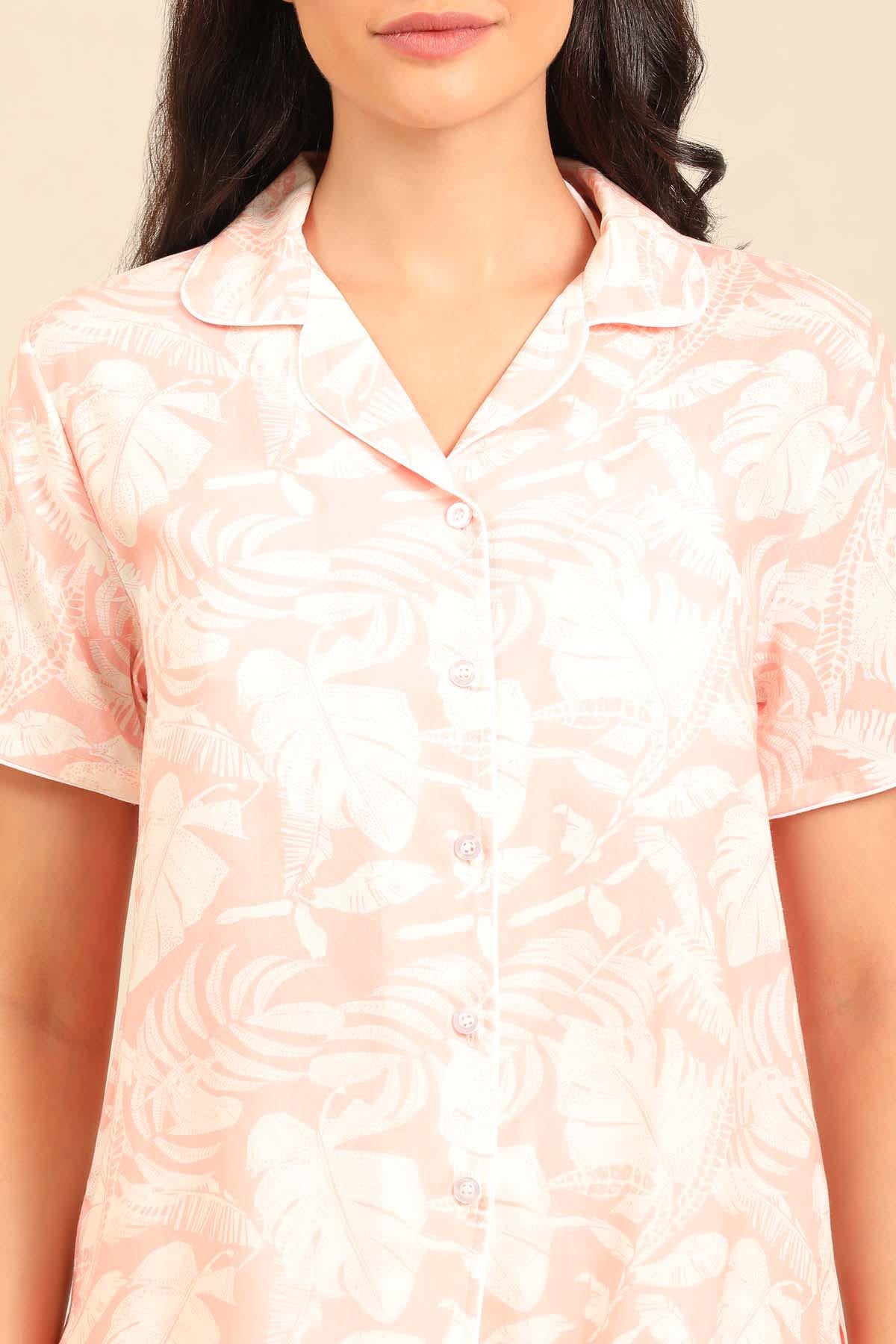 Layla Floral Viscose Women's Pajama Set - Half Sleeves