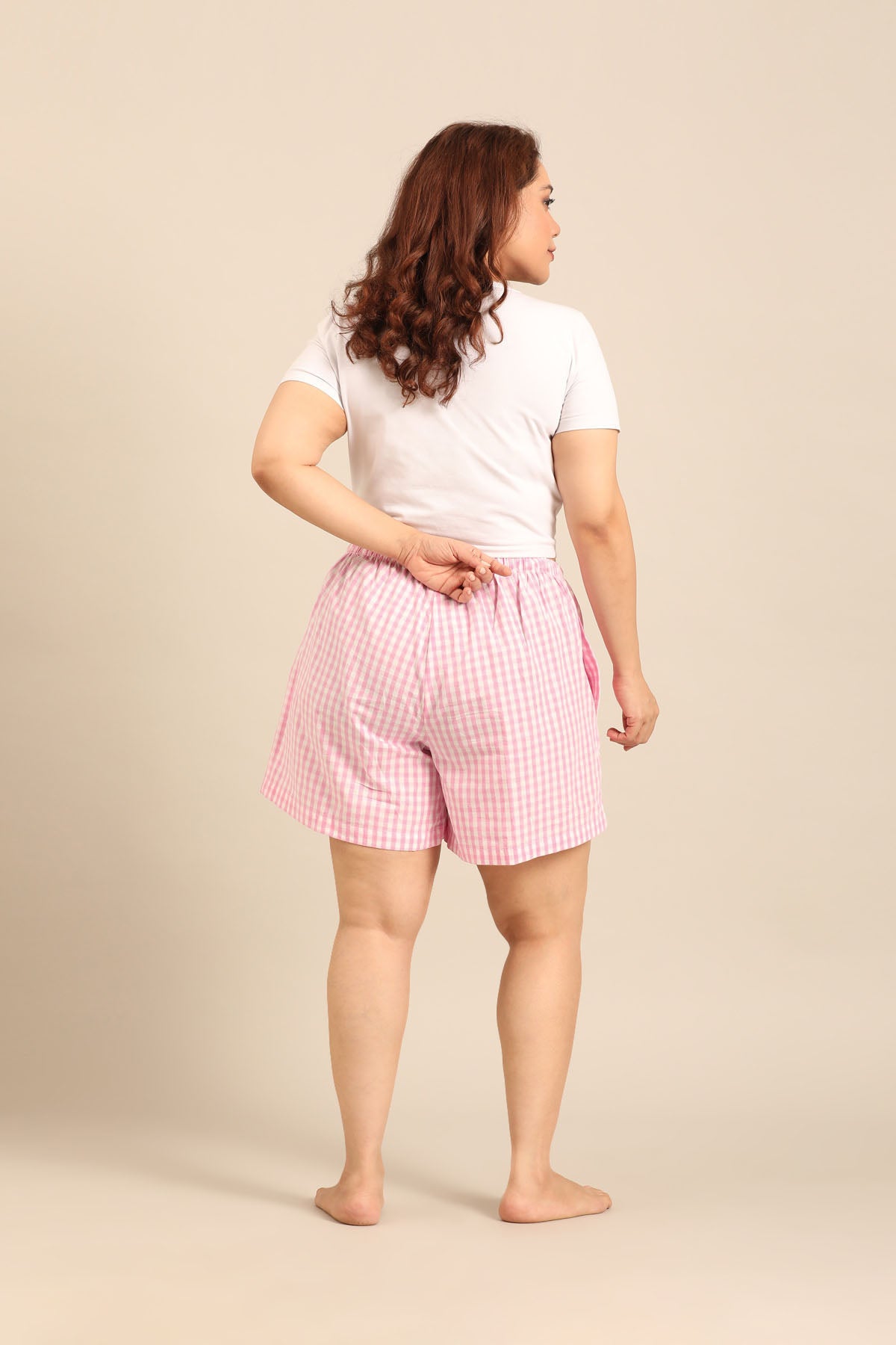 Stella Gingham Check Cotton Women's Curve Shorts Only