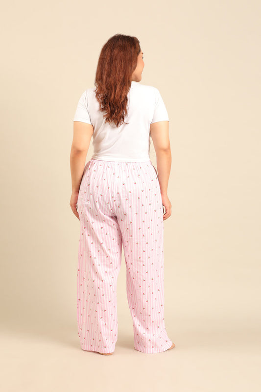 Cherry Stripe Cotton Women's Curve Pajama Only