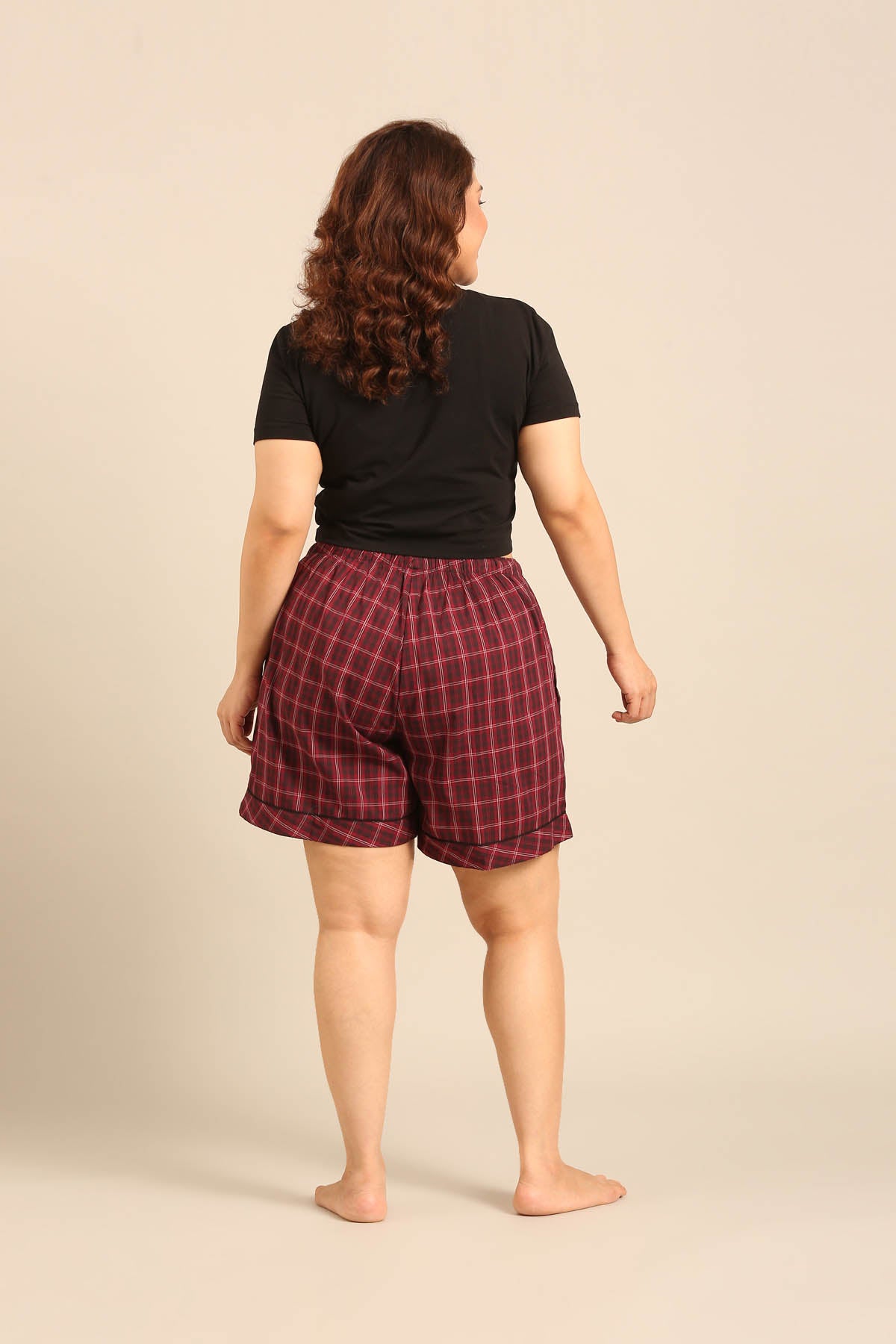 Veronica Plaid Cotton Women's Curve Shorts Only
