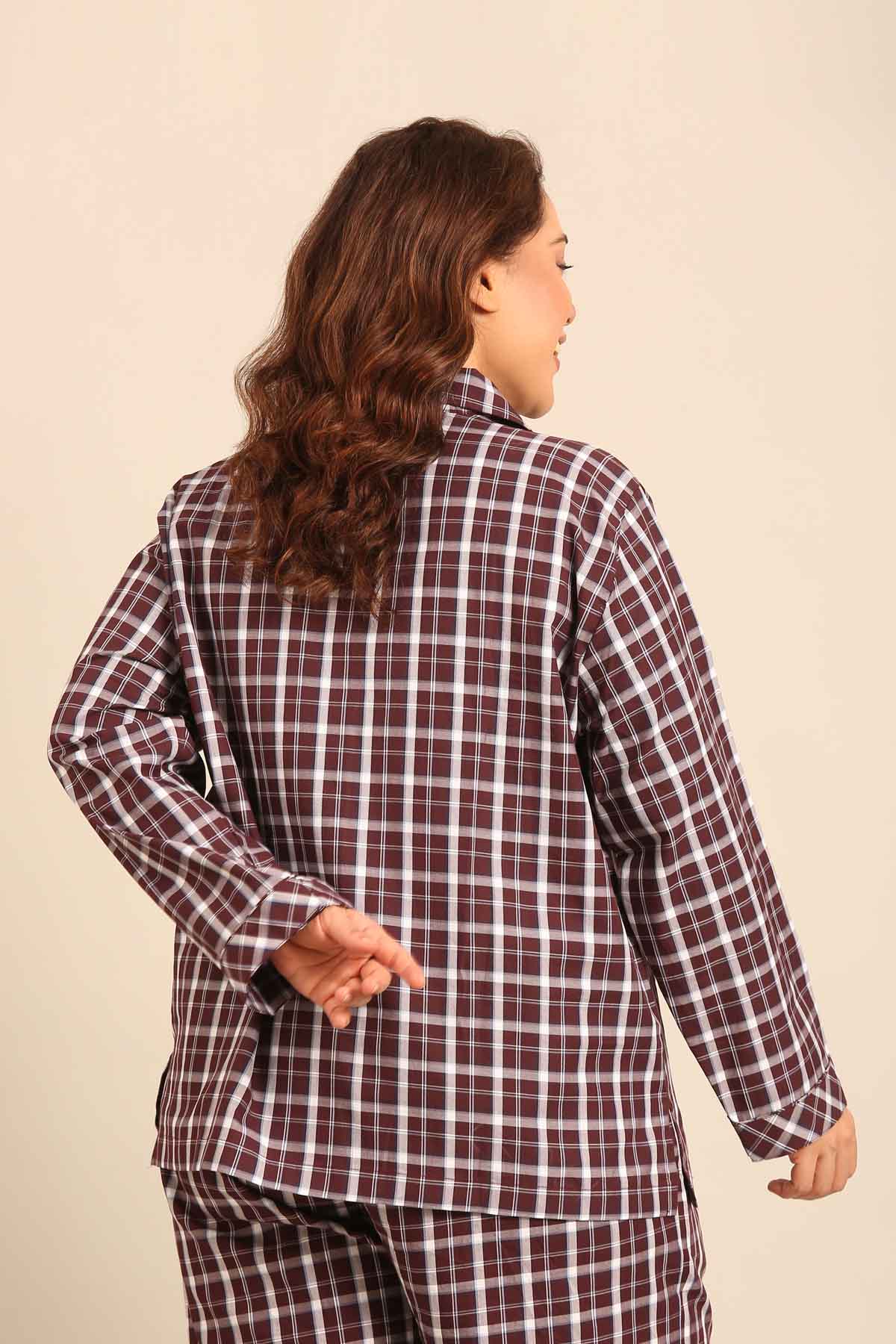 Edith Plaid Cotton Women's Curve Shirt Only - Full Sleeves