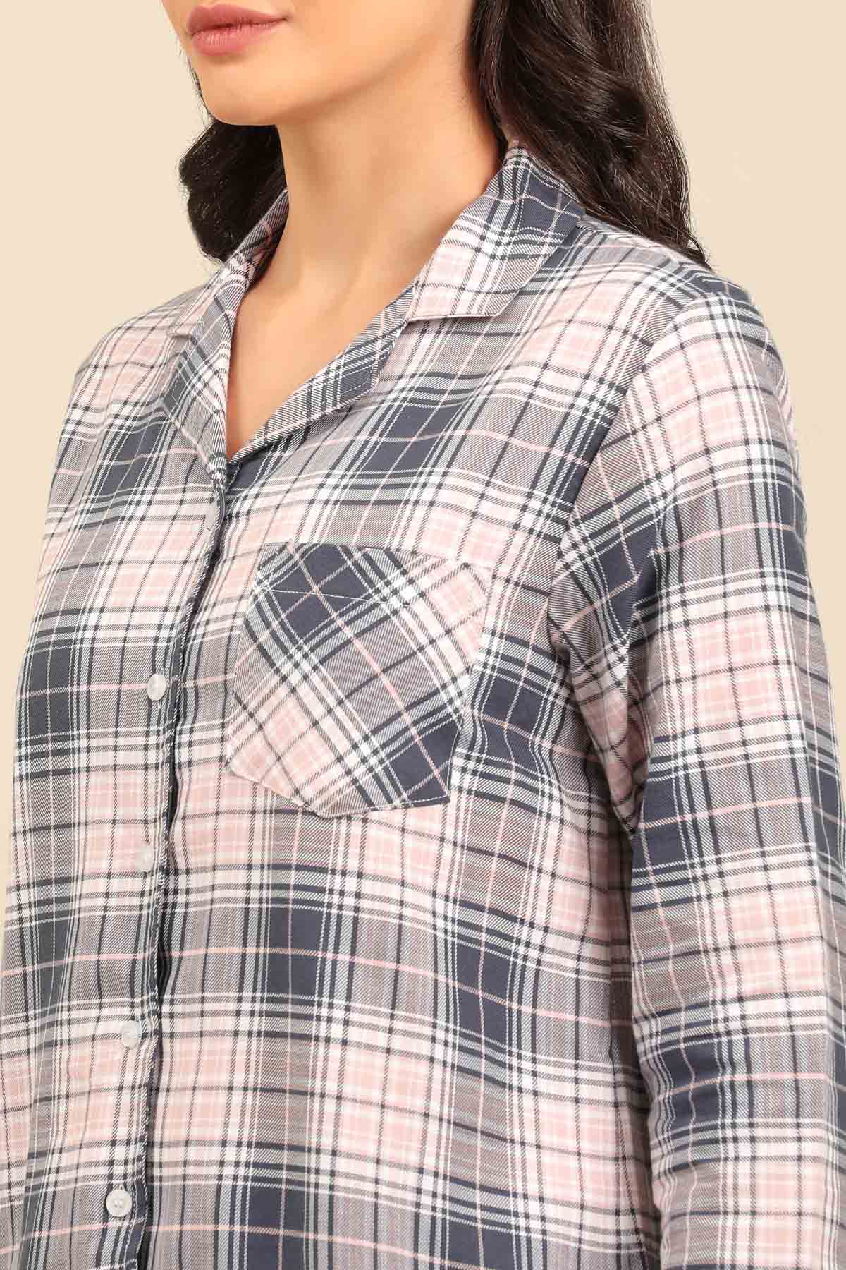 Maisie Check Cotton Twill Women's Pajama Set - Full Sleeves