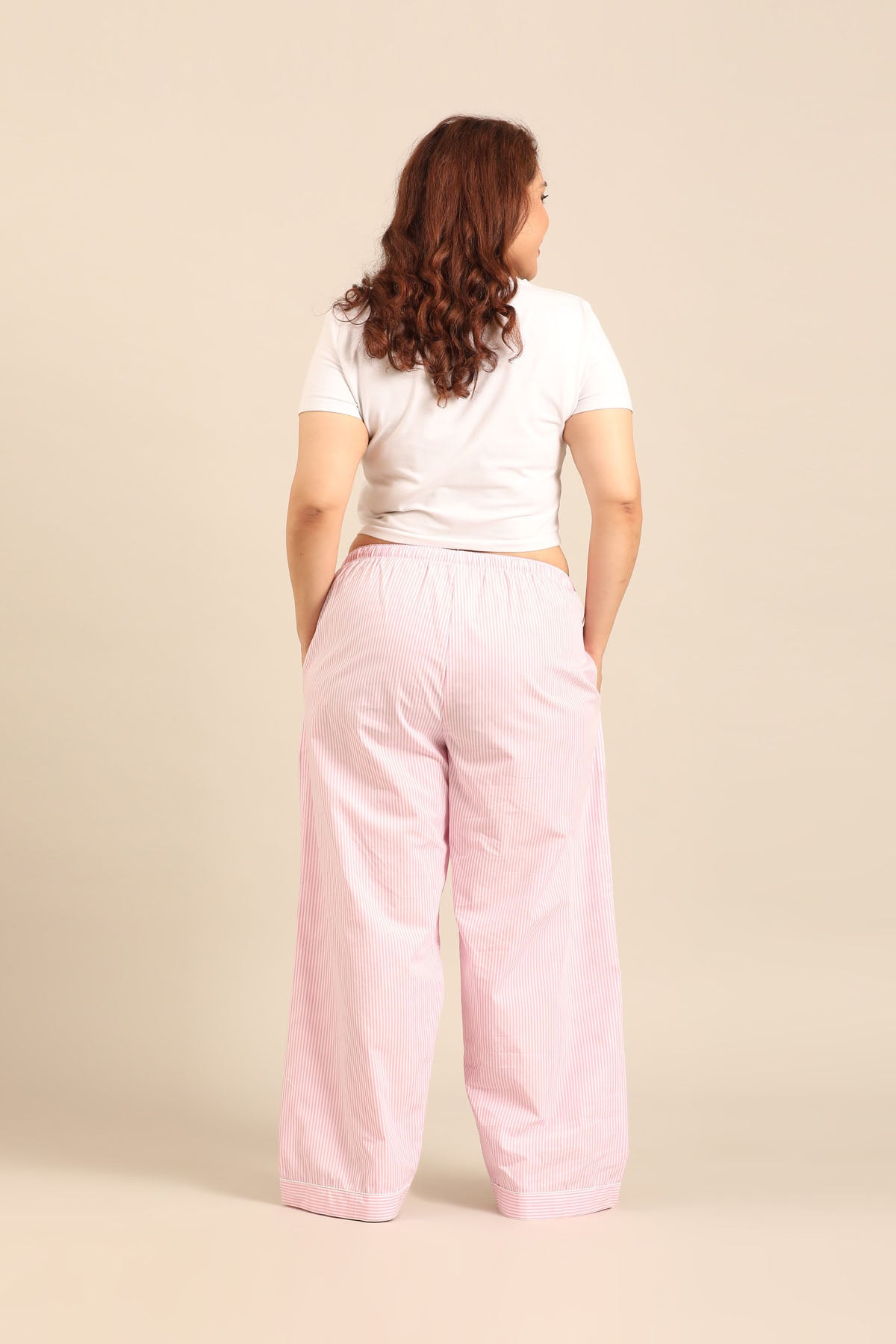 Bianca Pink Pinstripe Cotton Women's Curve Pajama Only