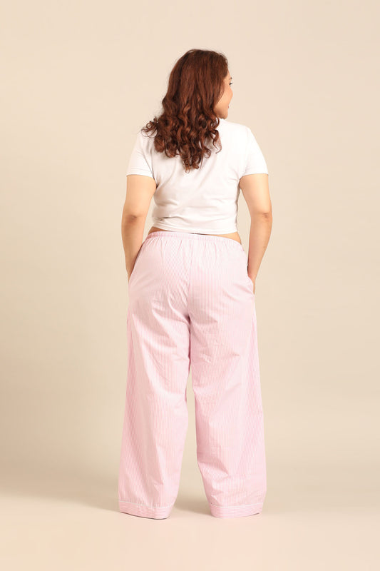 Bianca Pink Pinstripe Cotton Women's Curve Pajama Only