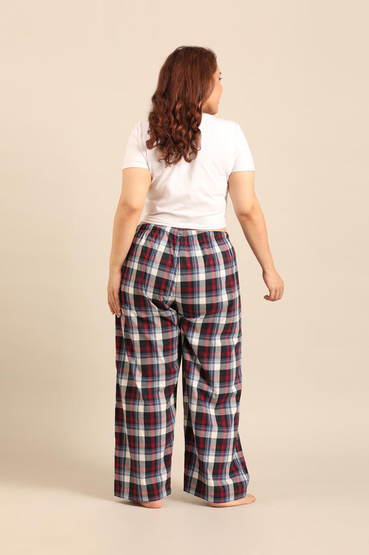 Leah Check Cotton Blend Women's Curve Pajama Only