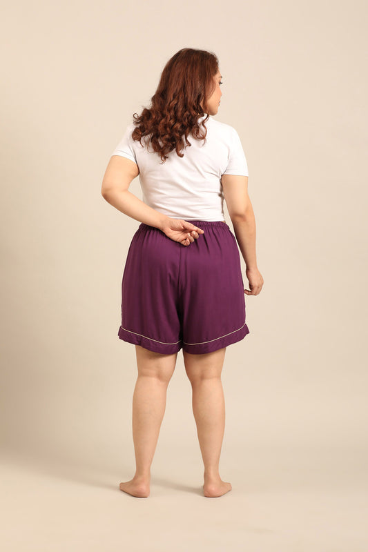 Emily Merlot Viscose Women's Curve Shorts Only