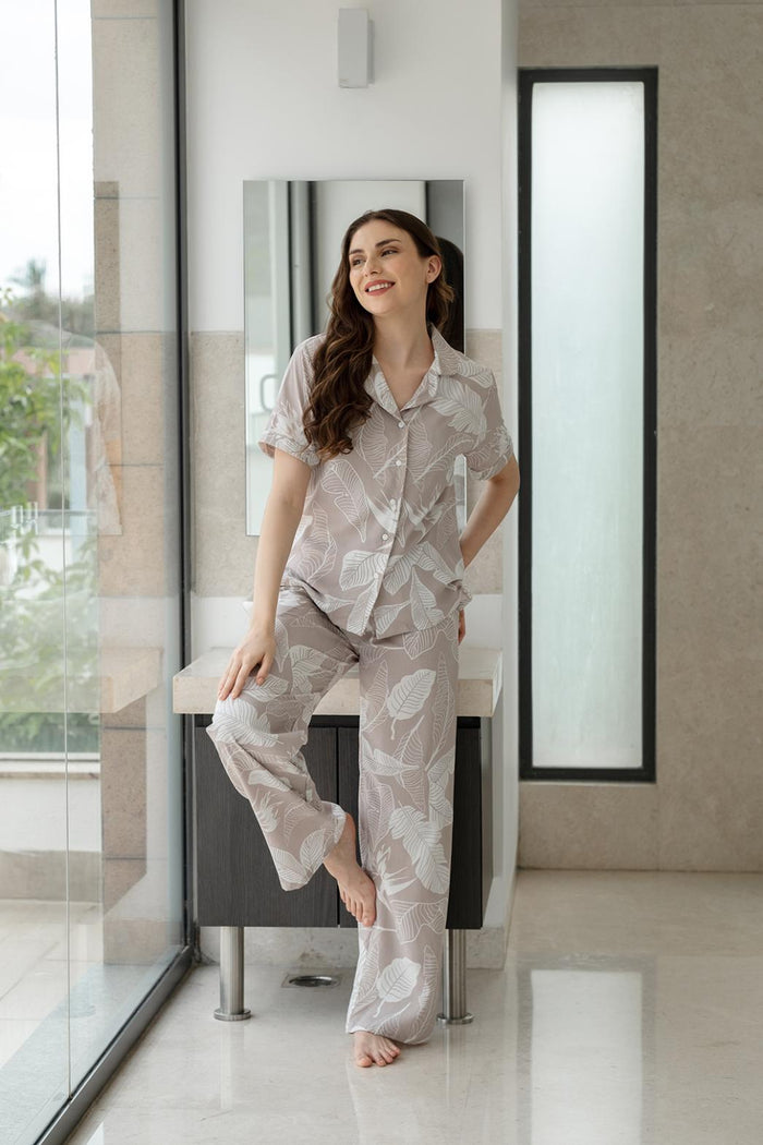 Hazel Leaf Soft Cotton Women's Pajama Set