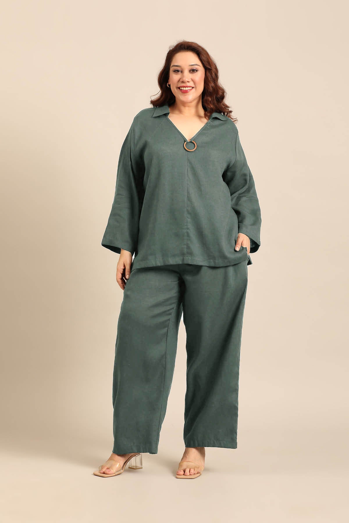 Tessa Slate Blue Linen Blend Women's Co-ord Set