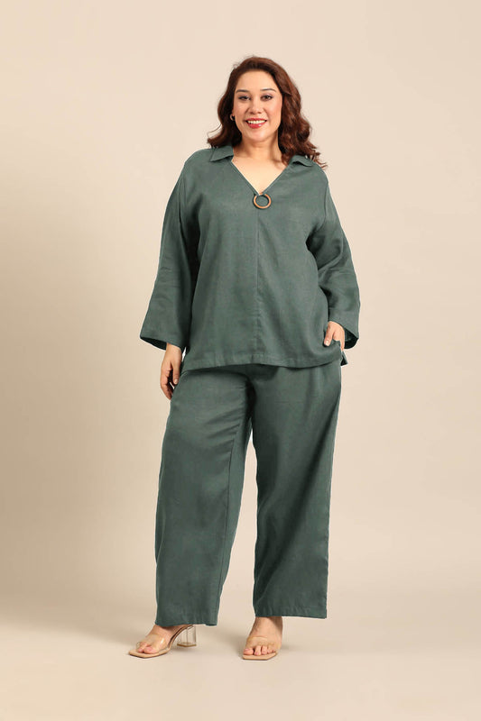 Tessa Slate Blue Linen Blend Women's Co-ord Set