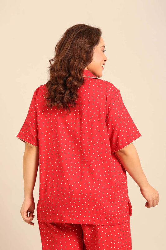 Minnie Polka Viscose Women's Curve Shirt Only - Half Sleeves
