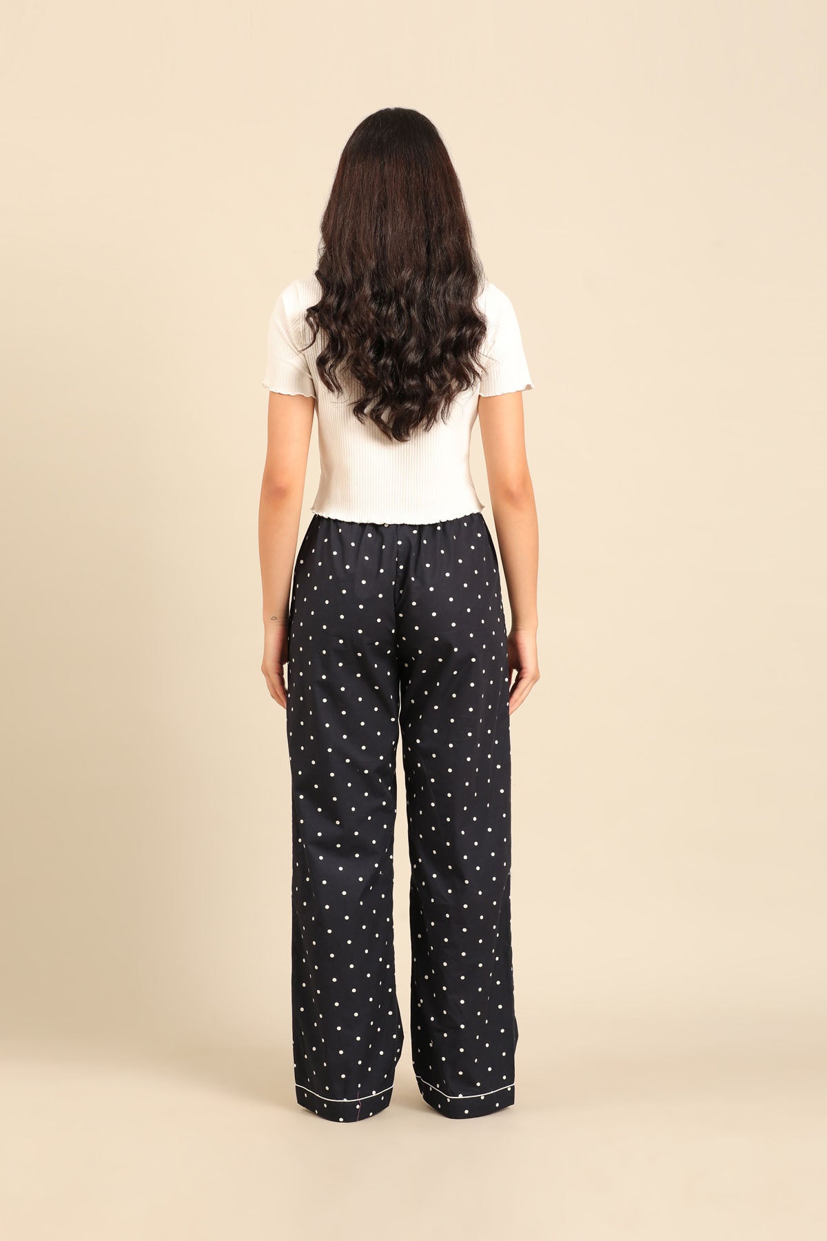 Navy Polka Cotton Blend Women's Pajama Only