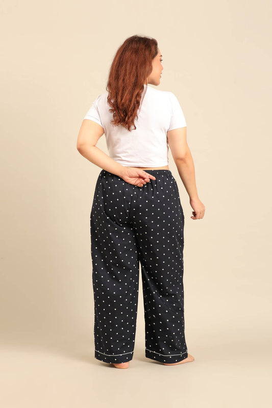 Navy Polka Cotton Blend Women's Curve Pajama Only