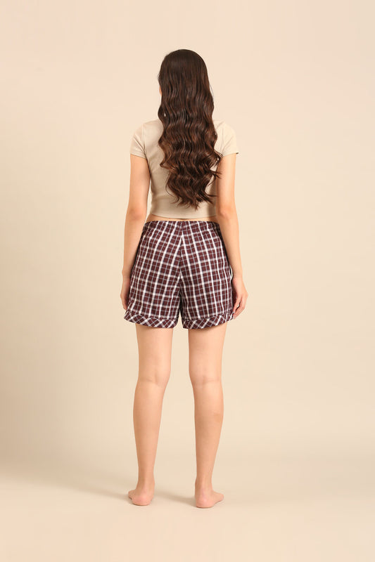 Edith Plaid Cotton Women's Shorts Only