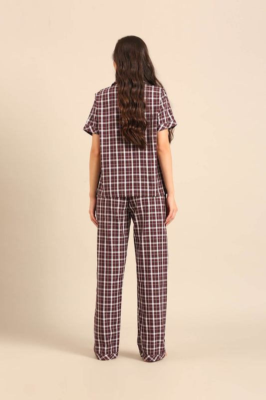 Edith Plaid Cotton Women's Pajama Set - Half Sleeves