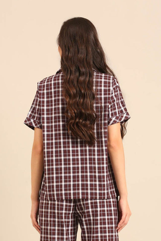 Edith Plaid Cotton Women's Shirt Only - Half Sleeves