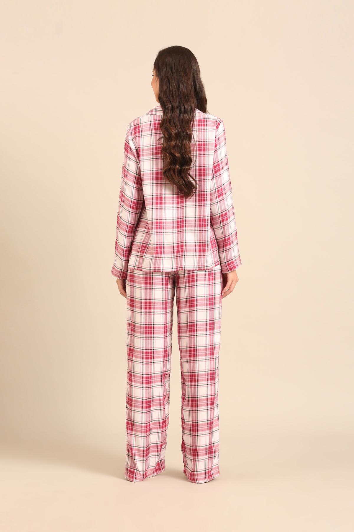Nina Check Viscose Twill Women's Pajama Set - Full Sleeves