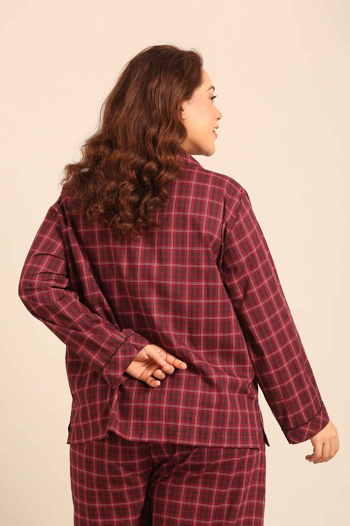 Veronica Plaid Cotton Women's Curve Shirt Only - Full Sleeves